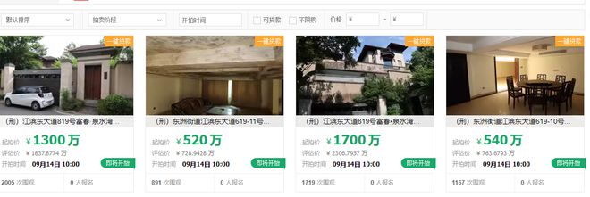 杭州非法集资诈骗5亿的头目四栋独栋豪宅别墅被拍卖4060万起(图1)